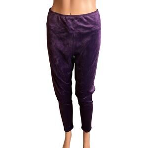 Cuddl Duds Women’s Purple Velour Leggings M Pajama Bottoms Winter Cabin Core